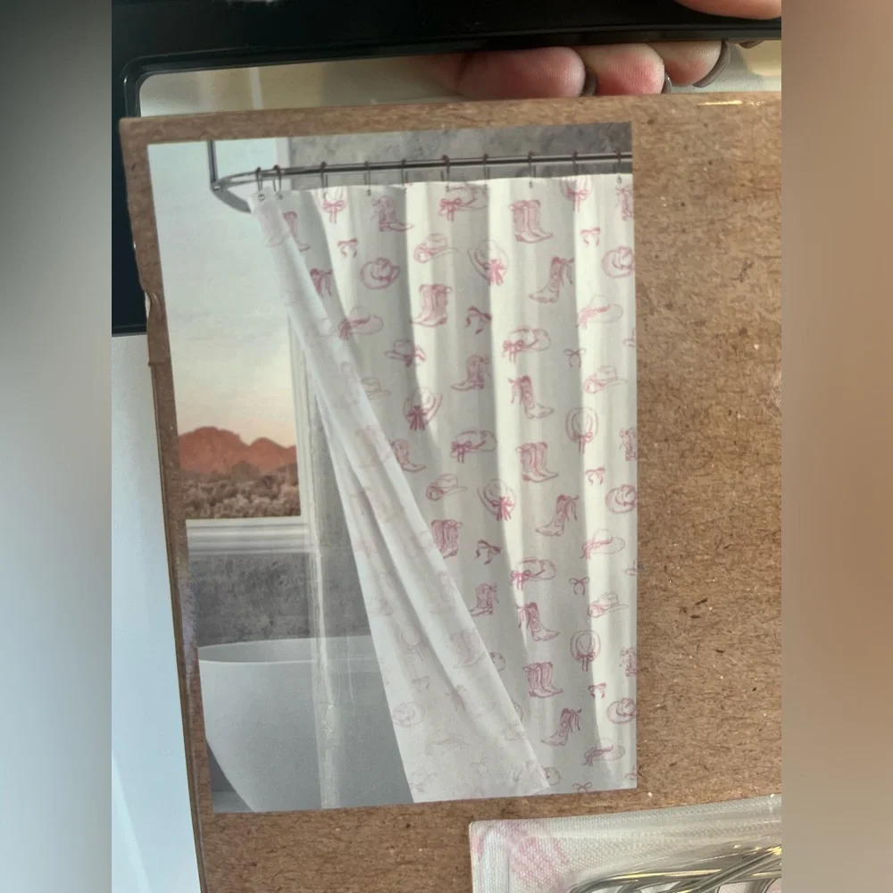 Wrangler Shower Curtain Set with Pink Roller Hooks